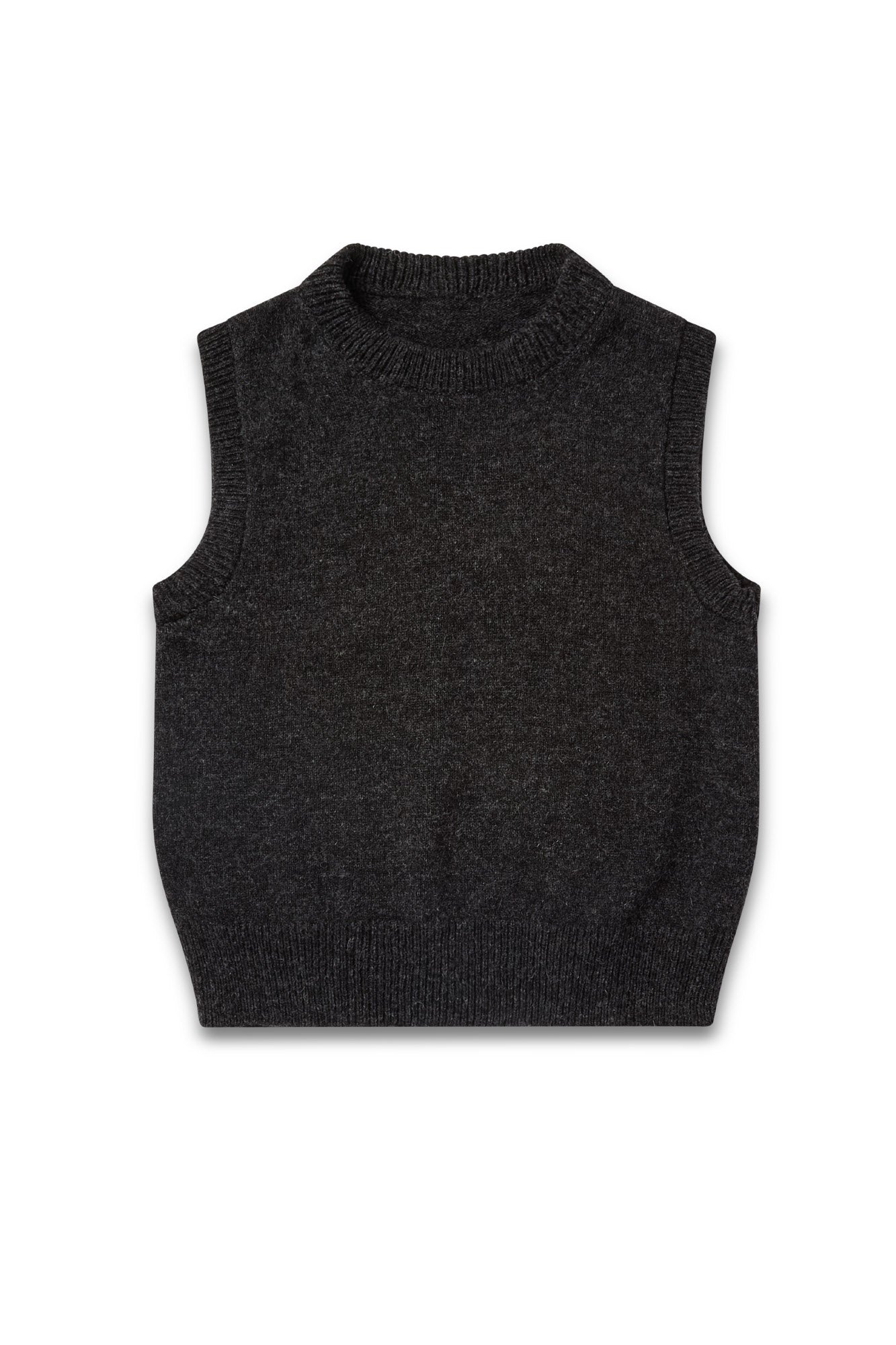 Bestselling British Wool Tank Top in Charcoal Grey